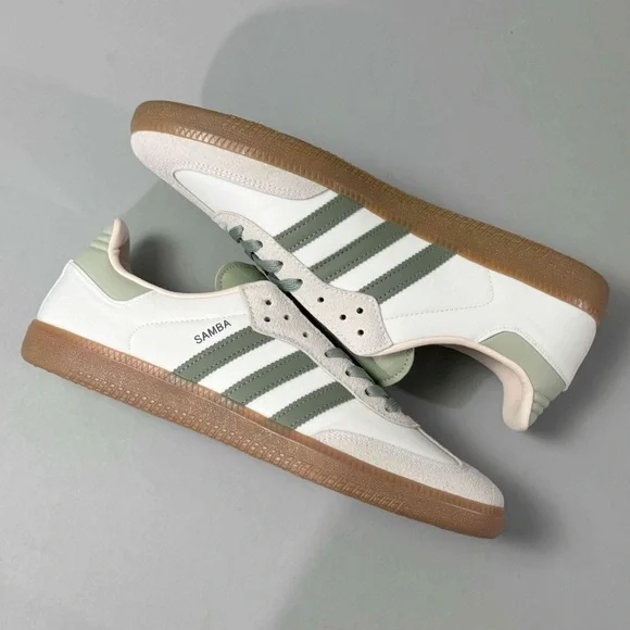 NWT SAMBA OG shock absorption low shoes women US size sneakers white green - Picture 3 of 5